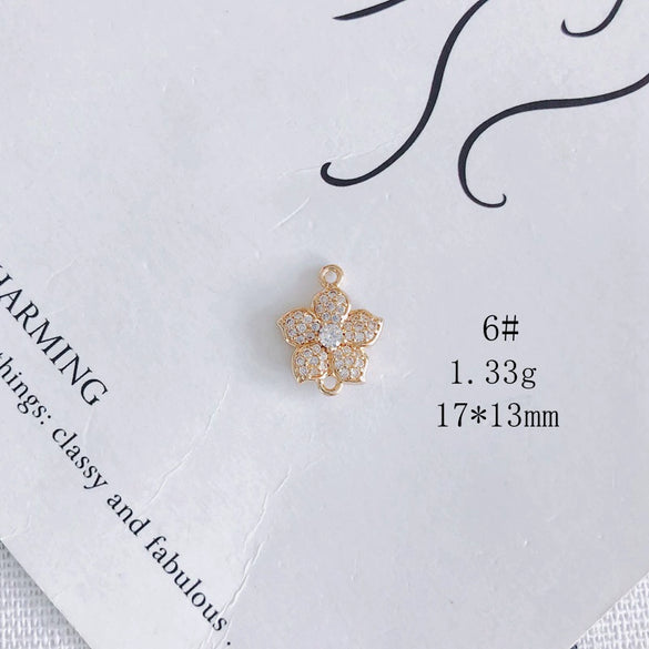 Wholesale Jewelry Accessories Copper Zircon Inlay Flower Moon Hollow Necklace Material