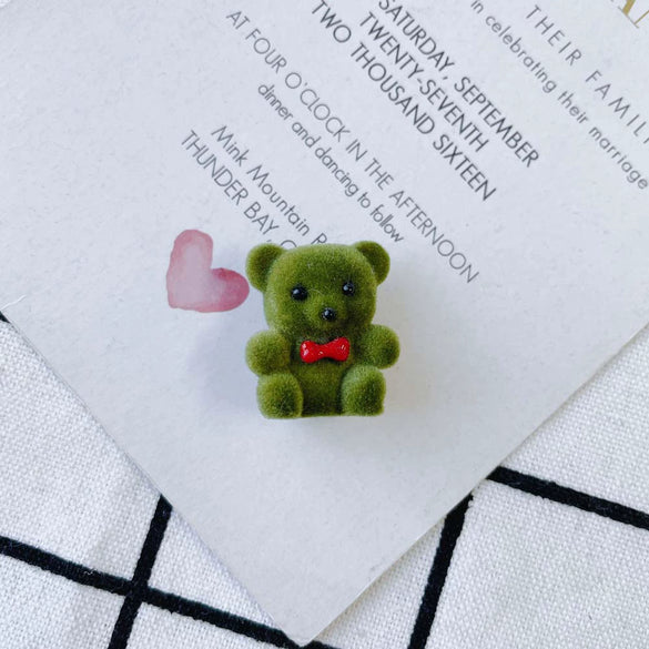 Wholesale Jewelry Accessories Flocking Velvet Bow Tie Bear Earrings