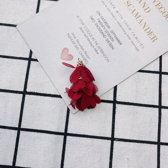 Wholesale Jewelry Accessories Fresh Tassel Small Flower Earrings Pendant Handwoven Fabric Material