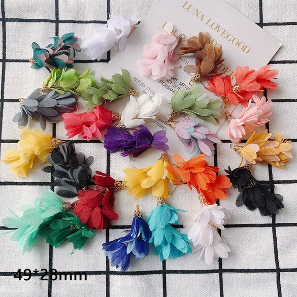 Wholesale Jewelry Accessories Fresh Tassel Small Flower Earrings Pendant Handwoven Fabric Material