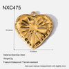 Wholesale Jewelry Accessories Heart Pendant Earring Parts 14K Gold Plated Stainless Steel Vintage Diamond Handmade For Women