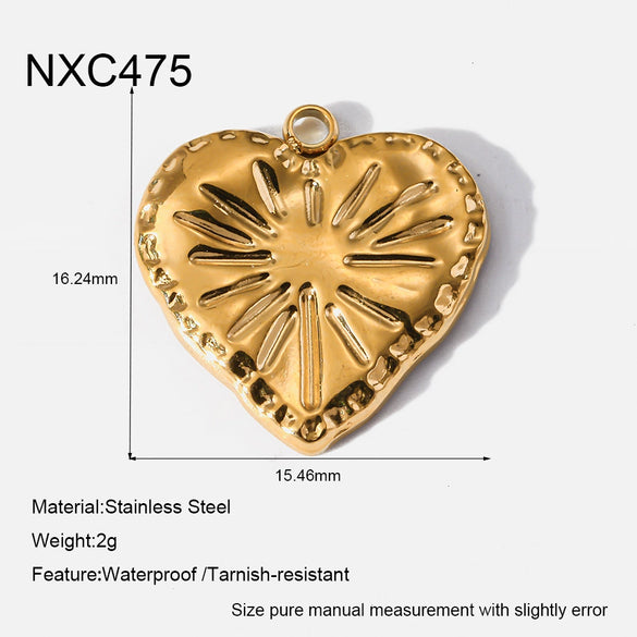 Wholesale Jewelry Accessories Heart Pendant Earring Parts 14K Gold Plated Stainless Steel Vintage Diamond Handmade For Women