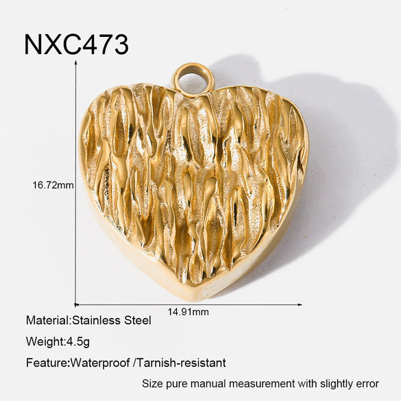 Wholesale Jewelry Accessories Heart Pendant Earring Parts 14K Gold Plated Stainless Steel Vintage Diamond Handmade For Women