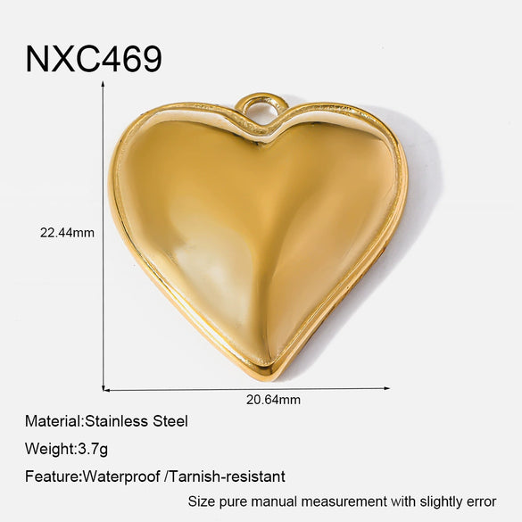 Wholesale Jewelry Accessories Heart Pendant Earring Parts 14K Gold Plated Stainless Steel Vintage Diamond Handmade For Women