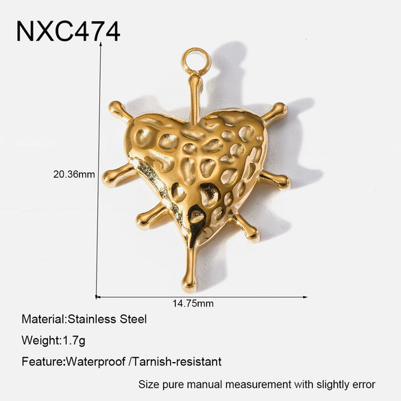 Wholesale Jewelry Accessories Heart Pendant Earring Parts 14K Gold Plated Stainless Steel Vintage Diamond Handmade For Women