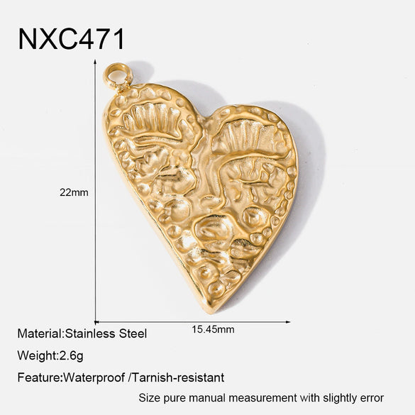 Wholesale Jewelry Accessories Heart Pendant Earring Parts 14K Gold Plated Stainless Steel Vintage Diamond Handmade For Women
