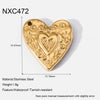 Wholesale Jewelry Accessories Heart Pendant Earring Parts 14K Gold Plated Stainless Steel Vintage Diamond Handmade For Women