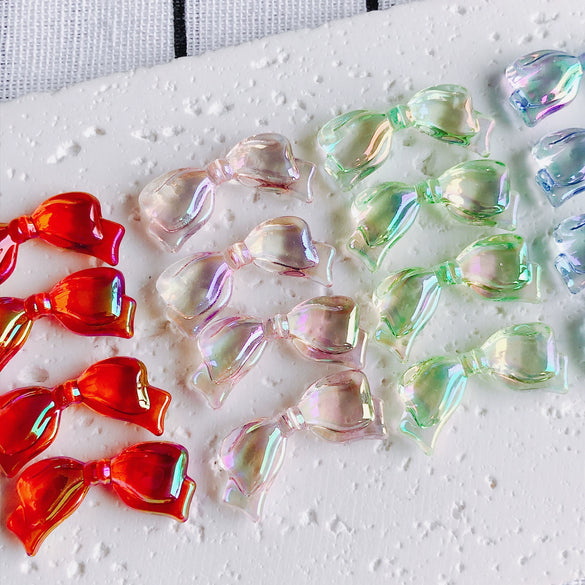 Wholesale Jewelry Accessories Metal Acrylic Resin Transparent Bow Earrings Electroplated