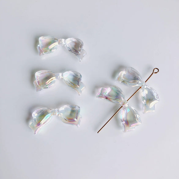Wholesale Jewelry Accessories Metal Acrylic Resin Transparent Bow Earrings Electroplated