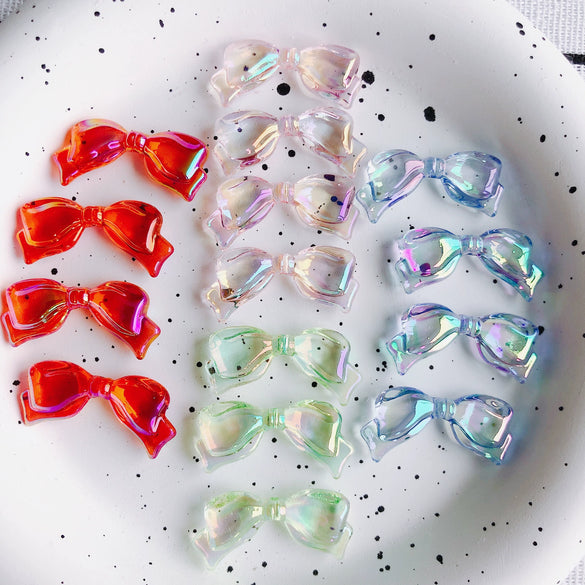 Wholesale Jewelry Accessories Metal Acrylic Resin Transparent Bow Earrings Electroplated