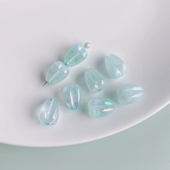 Wholesale Jewelry Accessories Plastic Resin Colorplated Translucent Halo Tulip Bud Straight Hole Beads Electroplated Handmade