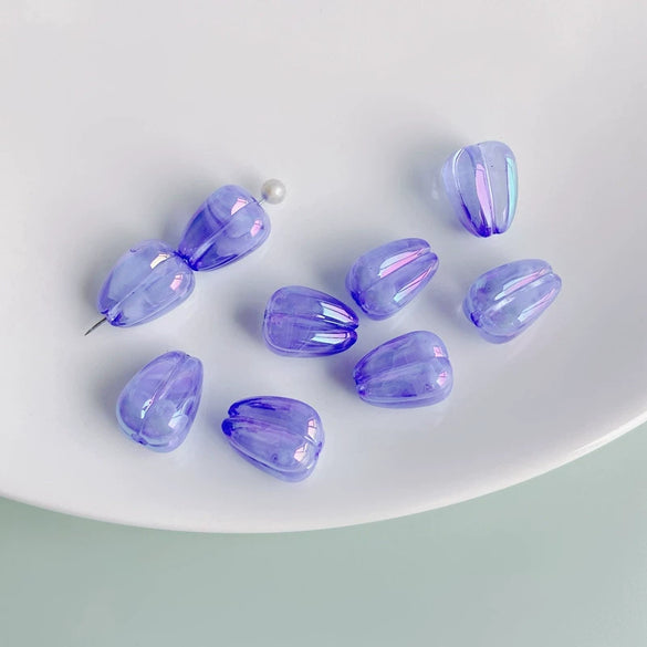 Wholesale Jewelry Accessories Plastic Resin Colorplated Translucent Halo Tulip Bud Straight Hole Beads Electroplated Handmade