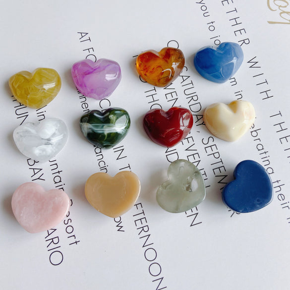 Wholesale Jewelry Accessories Plastic Resin Heartshaped Stone Mobile Phone Case Pendant With Cream Water Ripple Smoke Design
