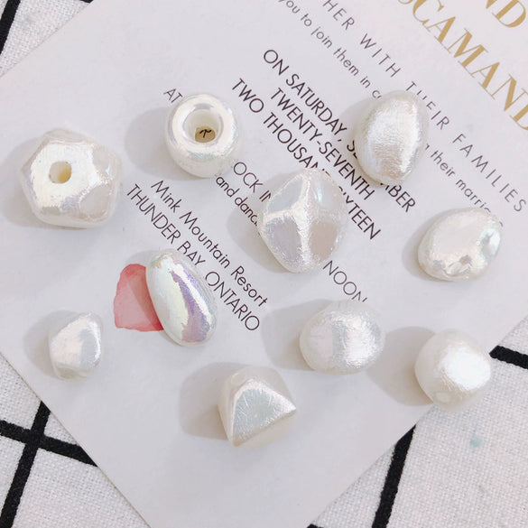 Wholesale Jewelry Accessories Plastic Resin Imitation Pearl Shaped Beads Earrings Hair Accessories With Magic Pearlescent Wrinkle Effect