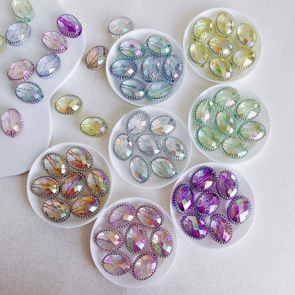 Wholesale Jewelry Accessories Plastic Resin Oval Facet Bead Necklace Bracelet Pendant