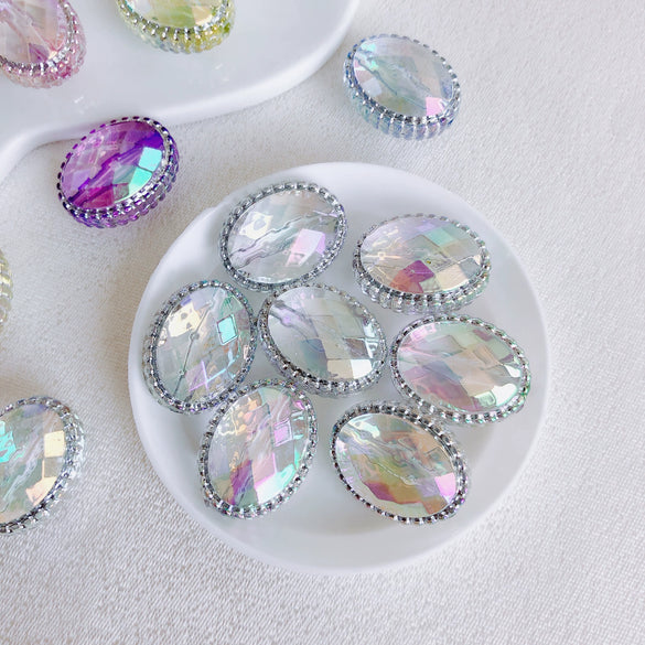 Wholesale Jewelry Accessories Plastic Resin Oval Facet Bead Necklace Bracelet Pendant