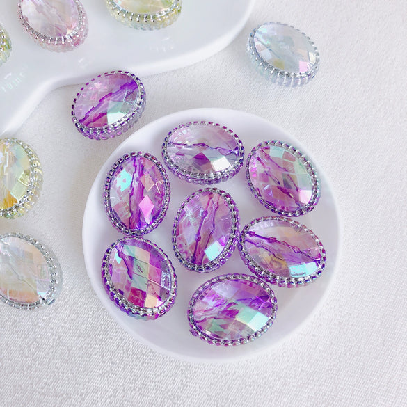 Wholesale Jewelry Accessories Plastic Resin Oval Facet Bead Necklace Bracelet Pendant
