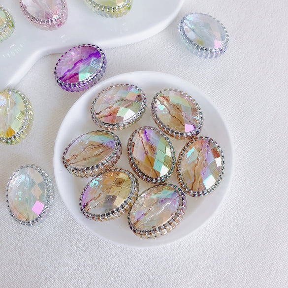 Wholesale Jewelry Accessories Plastic Resin Oval Facet Bead Necklace Bracelet Pendant