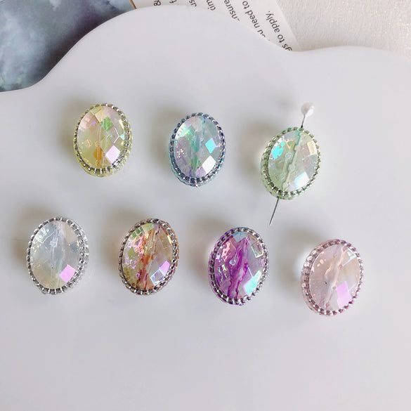 Wholesale Jewelry Accessories Plastic Resin Oval Facet Bead Necklace Bracelet Pendant