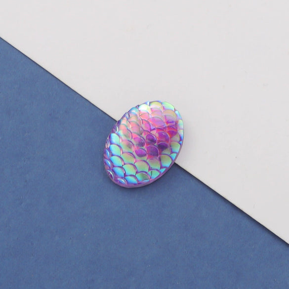 Wholesale Jewelry Accessories Plastic Resin Oval Fish Scales Smooth Plated Ab Colored Diamond Drill