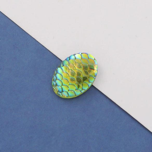 Wholesale Jewelry Accessories Plastic Resin Oval Fish Scales Smooth Plated Ab Colored Diamond Drill