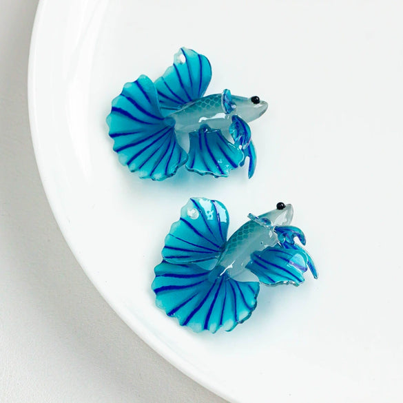 Wholesale Jewelry Accessories Plastic Resin Red Koi Goldfish Pendant Earrings Handmade