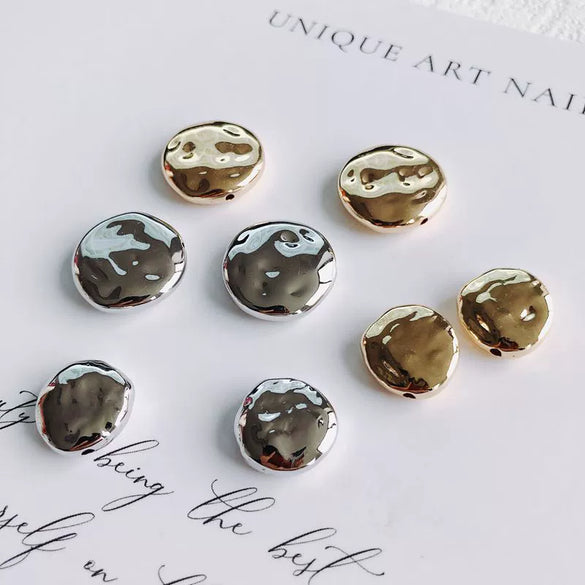 Wholesale Jewelry Accessories Plastic Resin Round Irregular Flat Beads Electroplating Handmade Simple Geometric