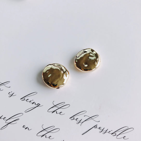 Wholesale Jewelry Accessories Plastic Resin Round Irregular Flat Beads Electroplating Handmade Simple Geometric
