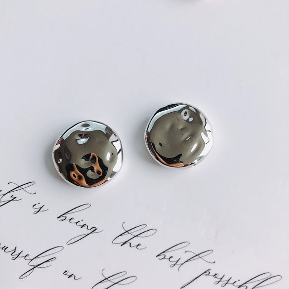 Wholesale Jewelry Accessories Plastic Resin Round Irregular Flat Beads Electroplating Handmade Simple Geometric