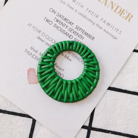 Wholesale Jewelry Accessories Plastic Resin Woven Rattan Hollow Ring Pendant Earrings