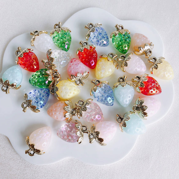 Wholesale Jewelry Accessories Resin Strawberry Inlaid Pearl Pendant Earrings Environmentalfriendly