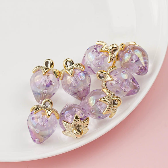Wholesale Jewelry Accessories Resin Strawberry Inlaid Pearl Pendant Earrings Environmentalfriendly