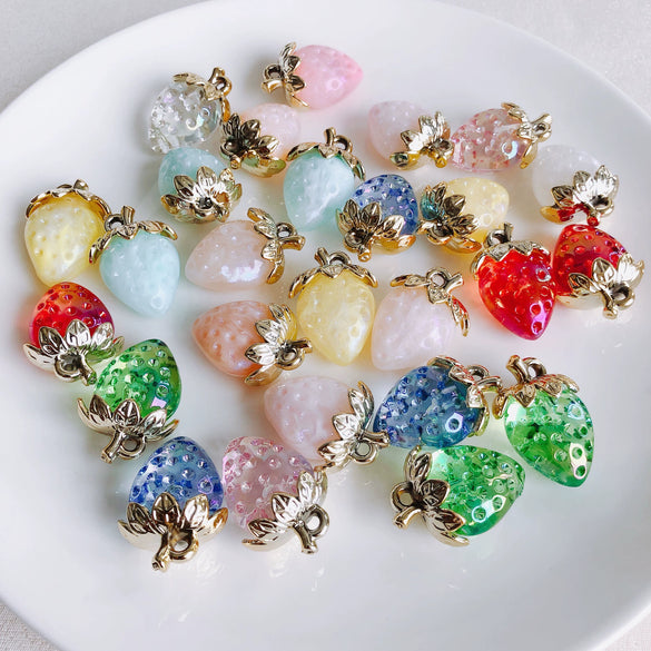 Wholesale Jewelry Accessories Resin Strawberry Inlaid Pearl Pendant Earrings Environmentalfriendly