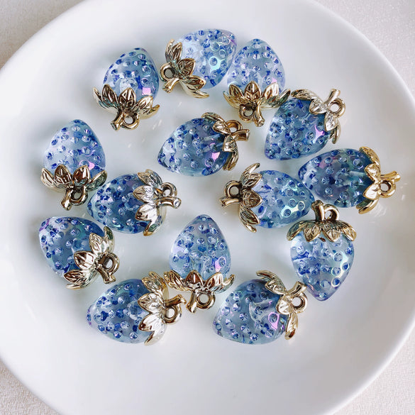 Wholesale Jewelry Accessories Resin Strawberry Inlaid Pearl Pendant Earrings Environmentalfriendly