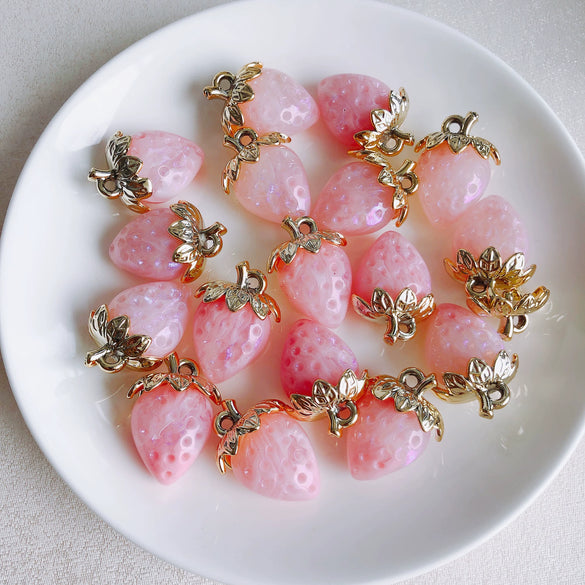 Wholesale Jewelry Accessories Resin Strawberry Inlaid Pearl Pendant Earrings Environmentalfriendly