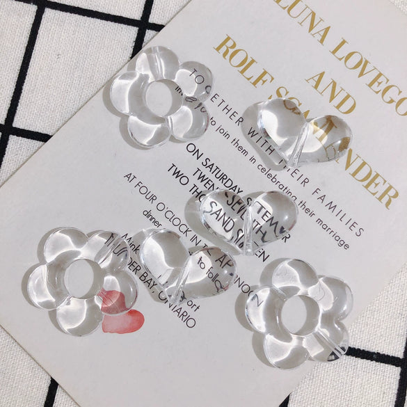 Wholesale Jewelry Accessories Resinacrylic Transparent Heart Pendant Earrings Hair Accessories Material