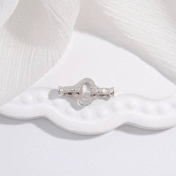 Wholesale Jewelry Accessories 925 Silver Bow Love Pearl Buckle Vshaped Fourleaf Clover Oshaped With Zirconia Design