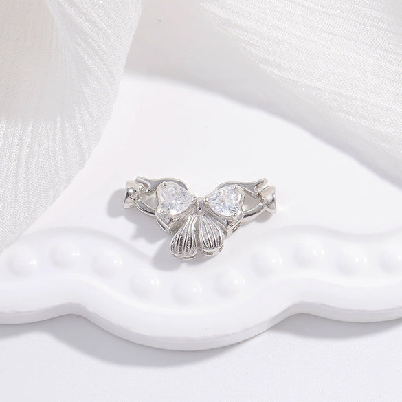 Wholesale Jewelry Accessories 925 Silver Bow Love Pearl Buckle Vshaped Fourleaf Clover Oshaped With Zirconia Design