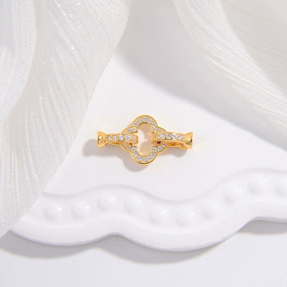 Wholesale Jewelry Accessories 925 Silver Bow Love Pearl Buckle Vshaped Fourleaf Clover Oshaped With Zirconia Design