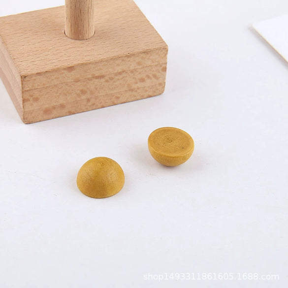 Wholesale Jewelry Accessories Solid Wood Polygon Geometric Perforated Half Pill Earrings Baking Varnish Minimalist
