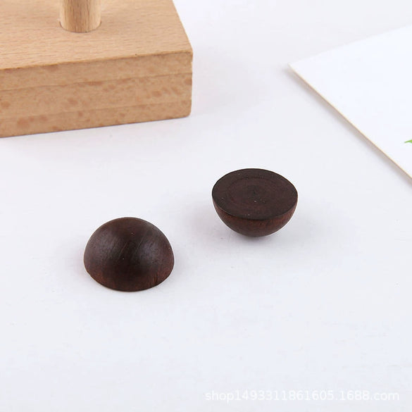Wholesale Jewelry Accessories Solid Wood Polygon Geometric Perforated Half Pill Earrings Baking Varnish Minimalist