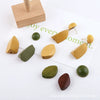 Wholesale Jewelry Accessories Solid Wood Polygon Geometric Perforated Half Pill Earrings Baking Varnish Minimalist