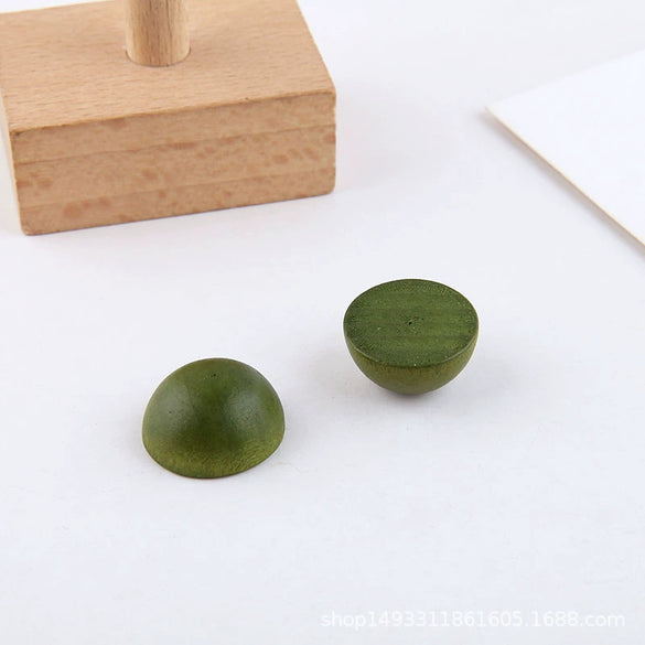 Wholesale Jewelry Accessories Solid Wood Polygon Geometric Perforated Half Pill Earrings Baking Varnish Minimalist