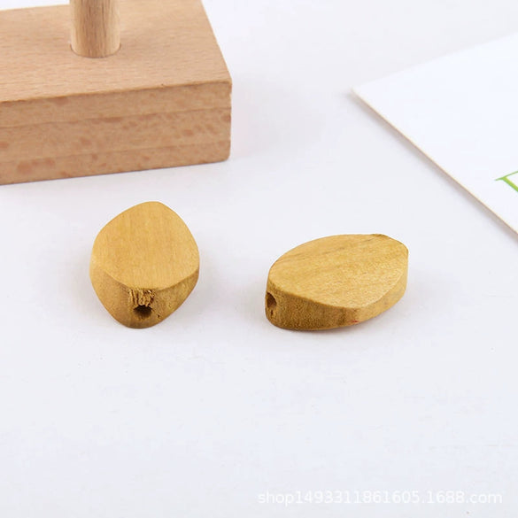 Wholesale Jewelry Accessories Solid Wood Polygon Geometric Perforated Half Pill Earrings Baking Varnish Minimalist