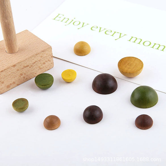 Wholesale Jewelry Accessories Solid Wood Polygon Geometric Perforated Half Pill Earrings Baking Varnish Minimalist