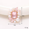 Wholesale Jewelry Accessories Square Pearl Gem Flower Zinc Alloy Hirback Pattern Electroplated
