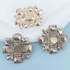 Wholesale Jewelry Accessories Square Pearl Gem Flower Zinc Alloy Hirback Pattern Electroplated