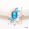 Wholesale Jewelry Accessories Square Pearl Gem Flower Zinc Alloy Hirback Pattern Electroplated