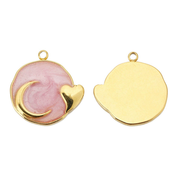 Wholesale Jewelry Accessories Stainless Steel Dripping Oil Love Crescent Pendant Earrings Necklace Diy