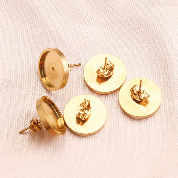Wholesale Jewelry Accessories Stainless Steel Lathe Earring Base Round Basin Welding Needle Electroplated